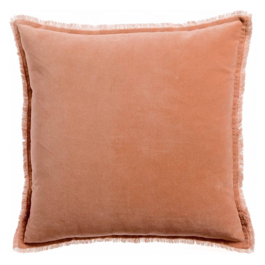 Coussin en velours à franges