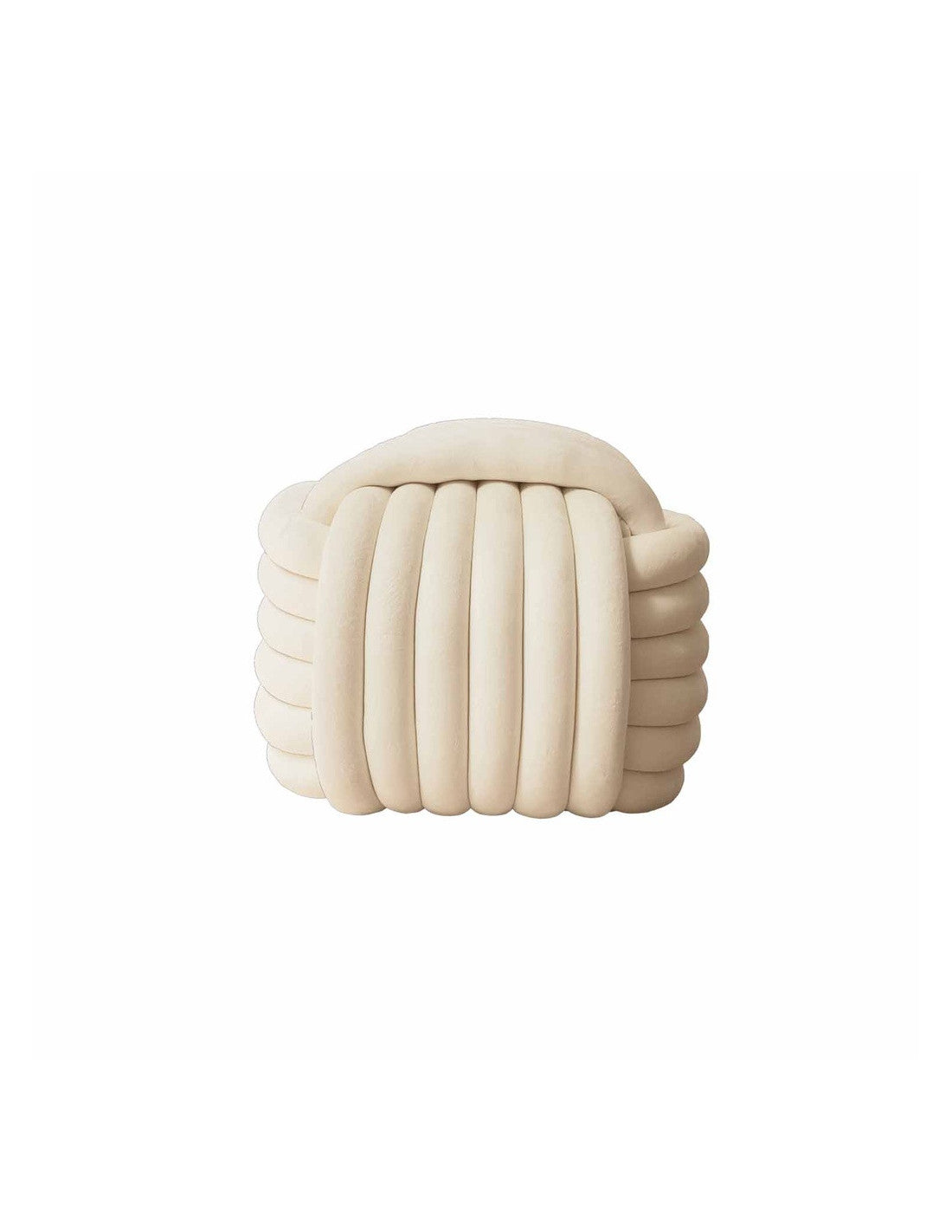 pouf pelote en velours blanc