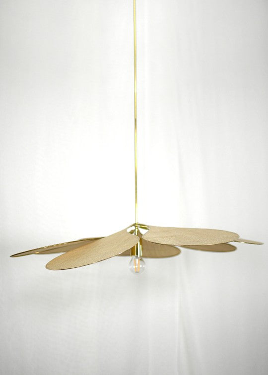 suspension George store en forme de fleur, en laiton et raphia