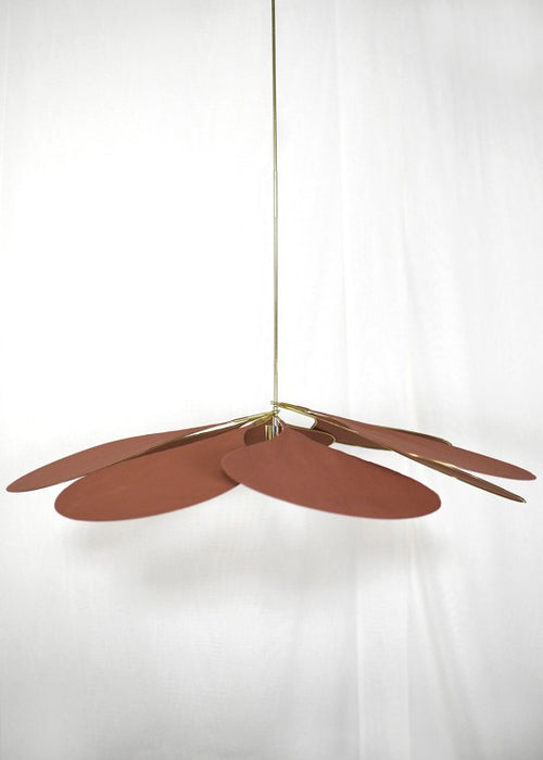 suspension George en forme de fleur en tissu terracotta et laiton doré 