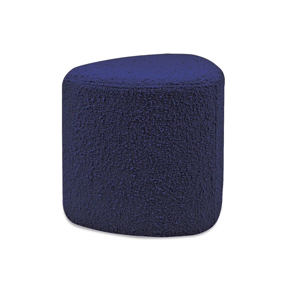 pouf bleu en tissus bouclette de forme triangulaire
