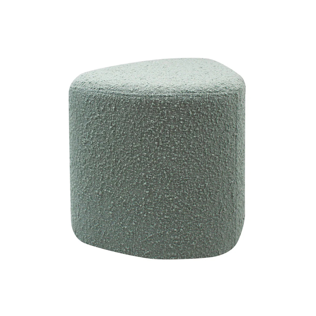 pouf bleu en tissus bouclette de forme triangulaire