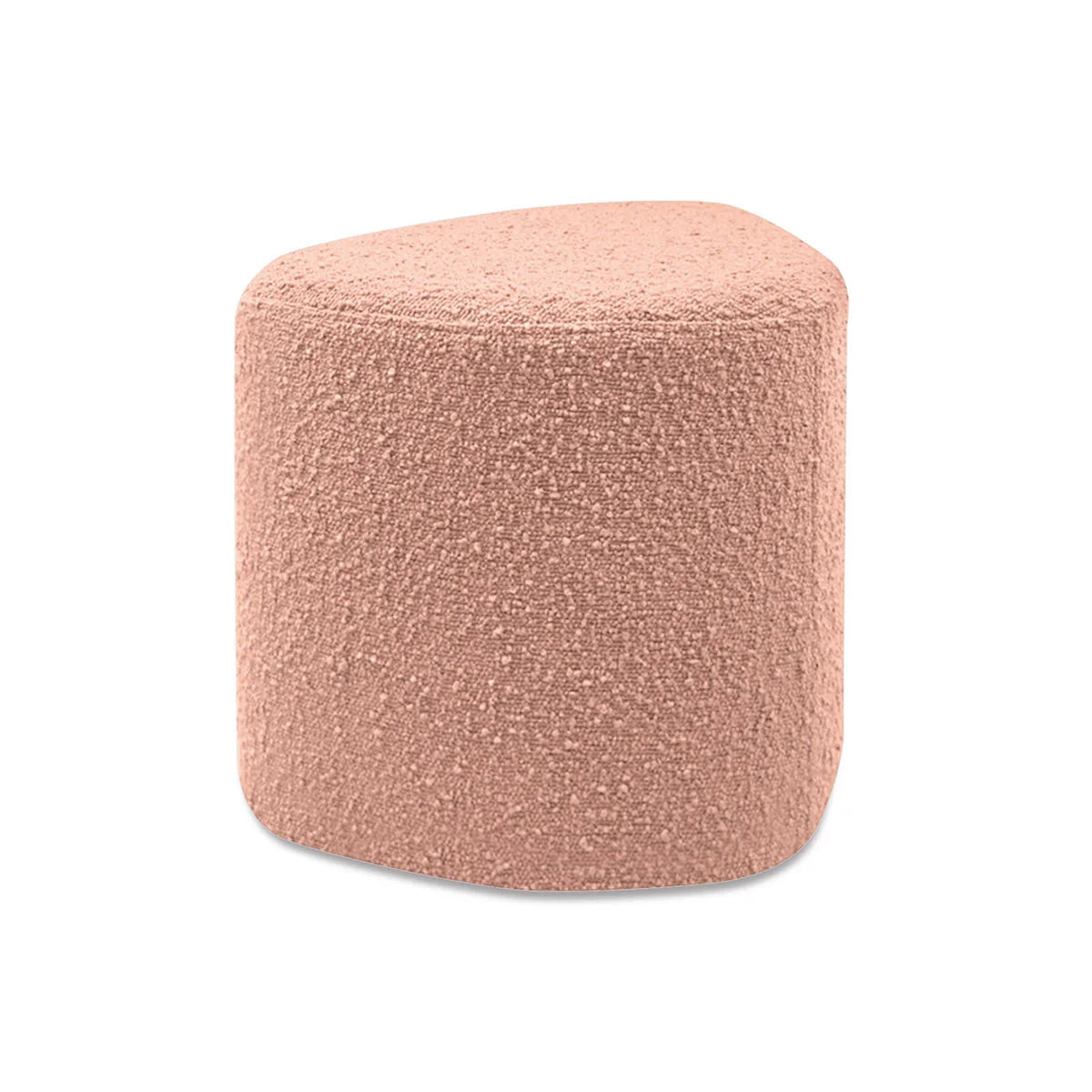 pouf rose en tissus bouclette de forme triangulaire