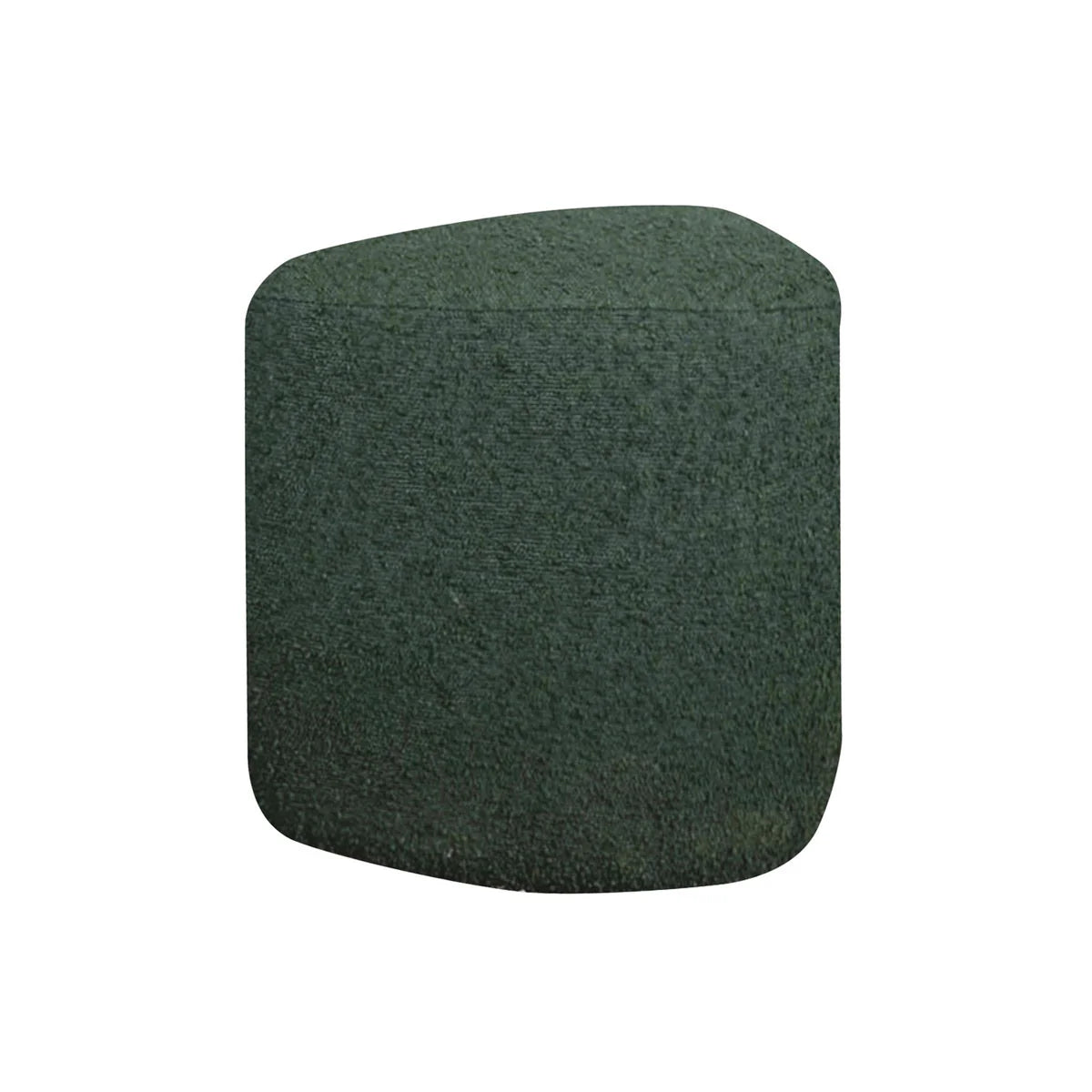 pouf vert en tissus bouclette de forme triangulaire