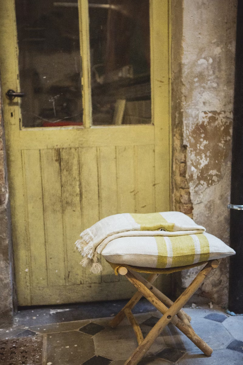Housse de coussin en lin - Mustard Stripe