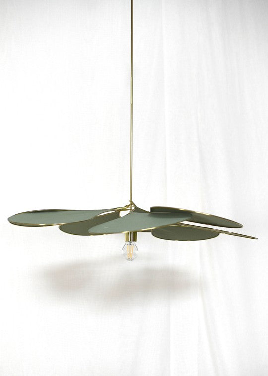 suspension George store en forme de fleur, en laiton et tissu vert