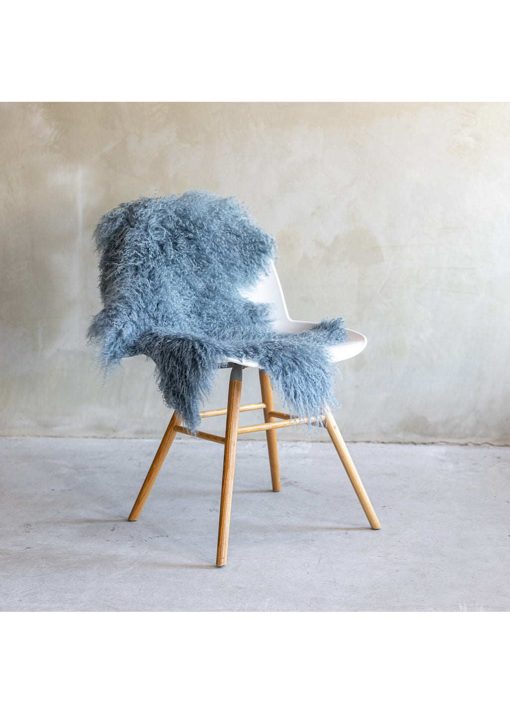 Tapis peau mouton tibétain bleu