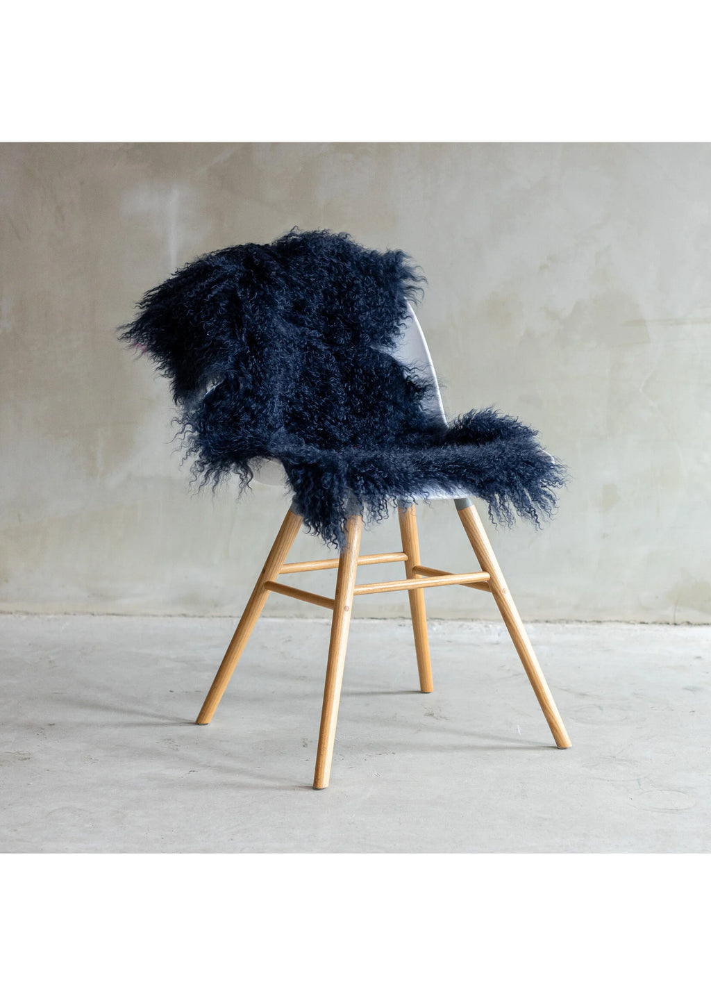 Tapis peau mouton tibétain bleu foncé