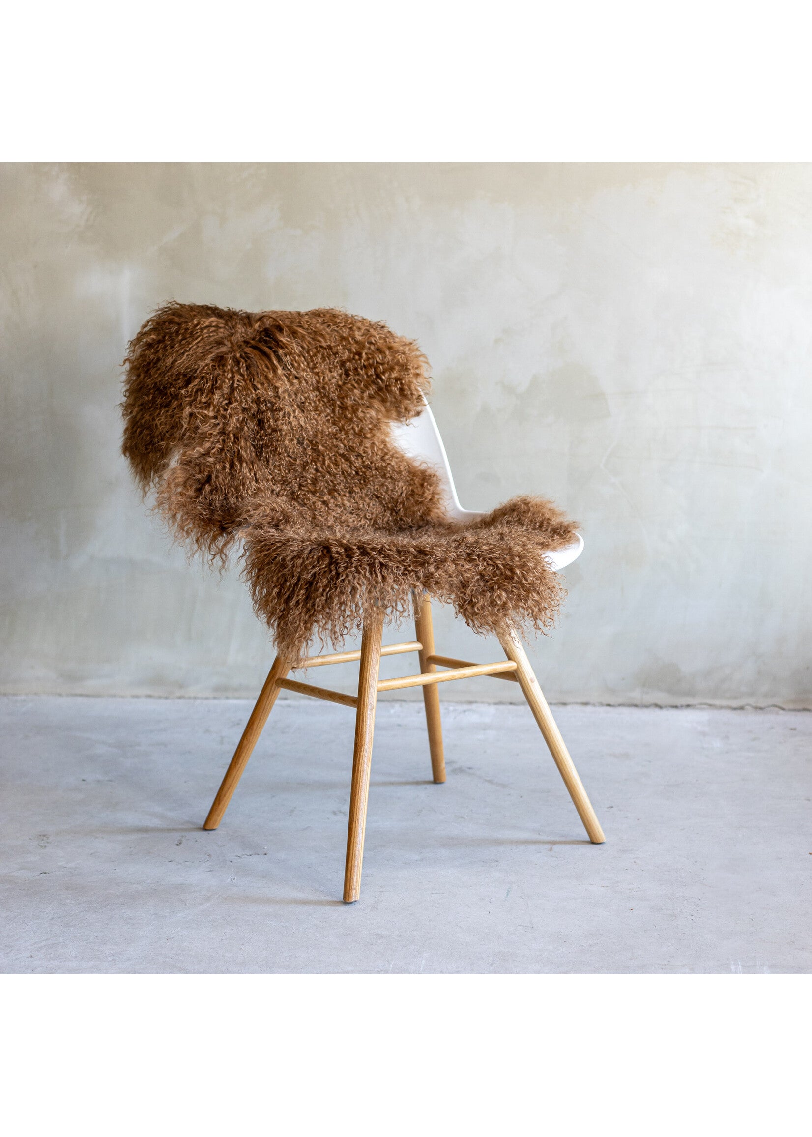 Tapis peau mouton tibétain marron