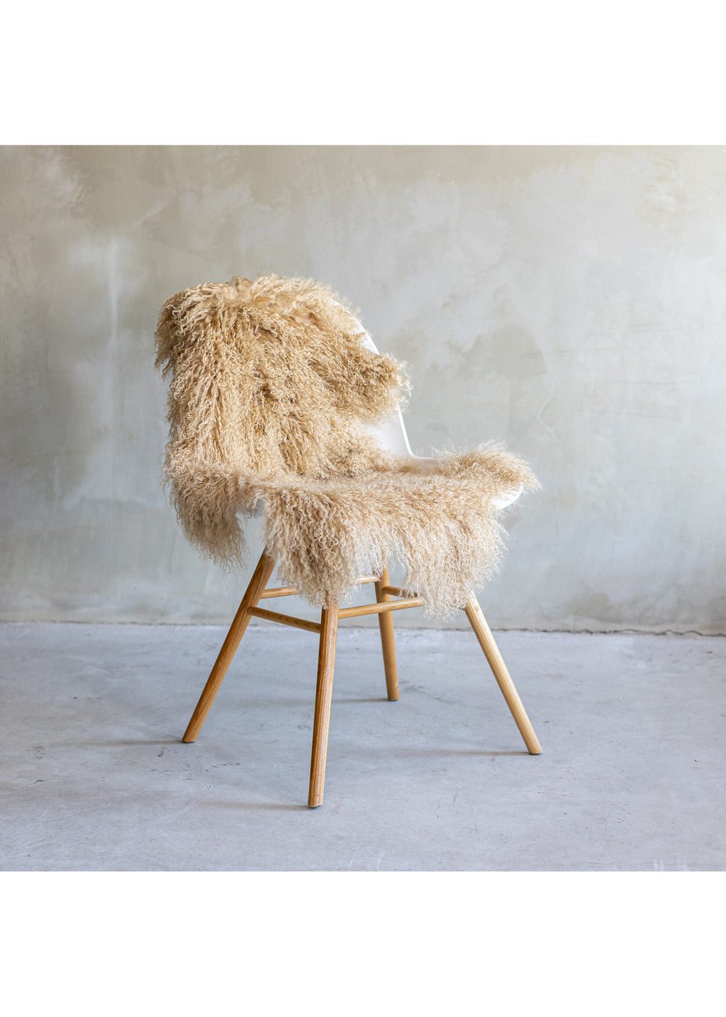 Tapis peau mouton tibétain beige