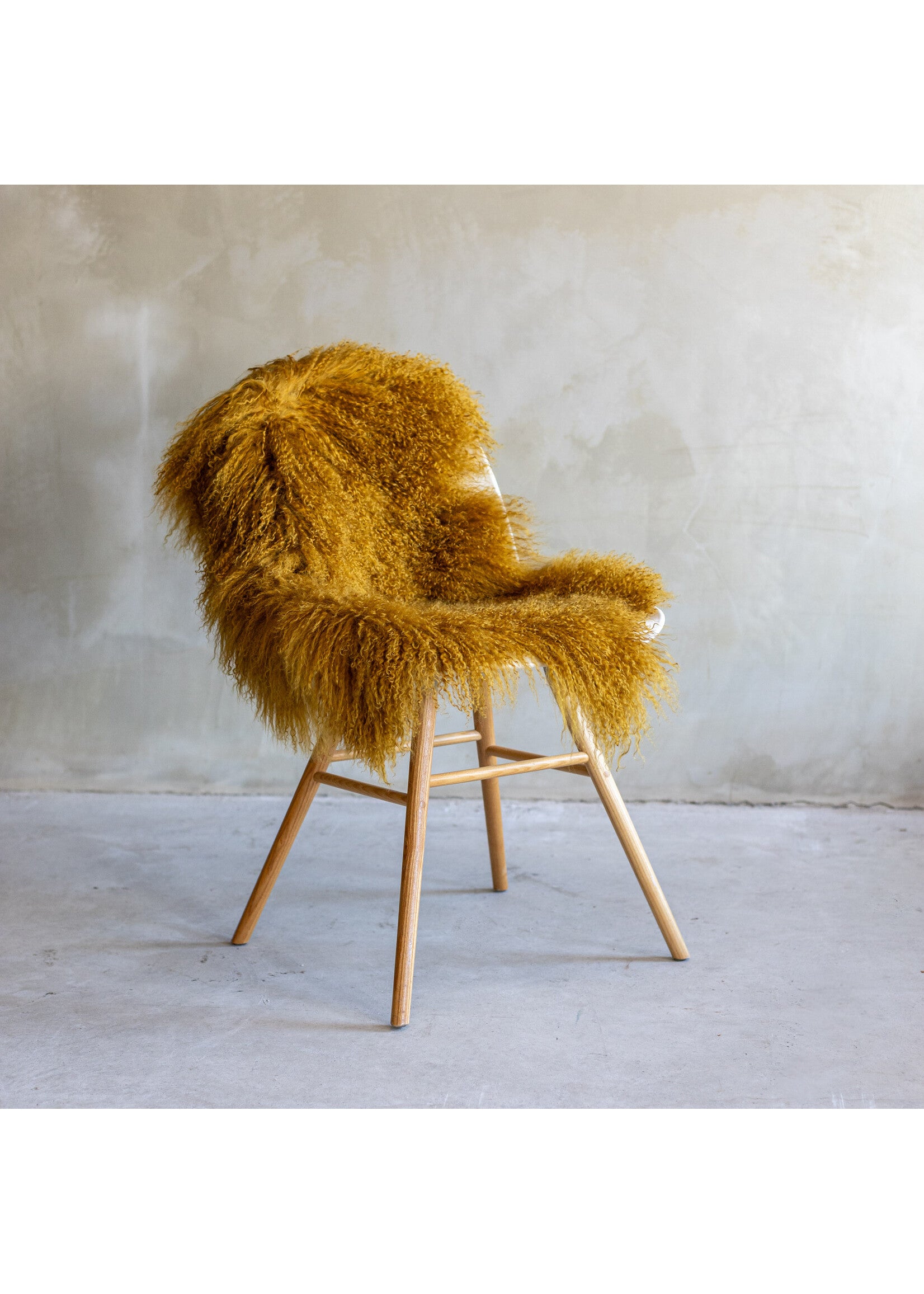 Tapis peau mouton tibétain ocre