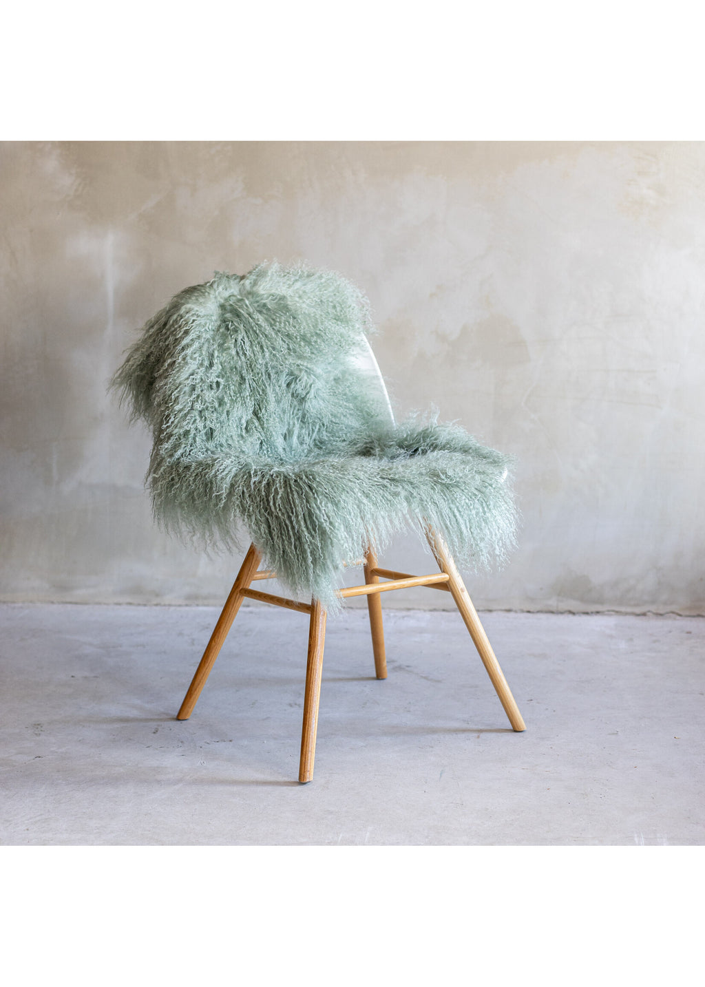 Tapis peau mouton tibétain vert clair