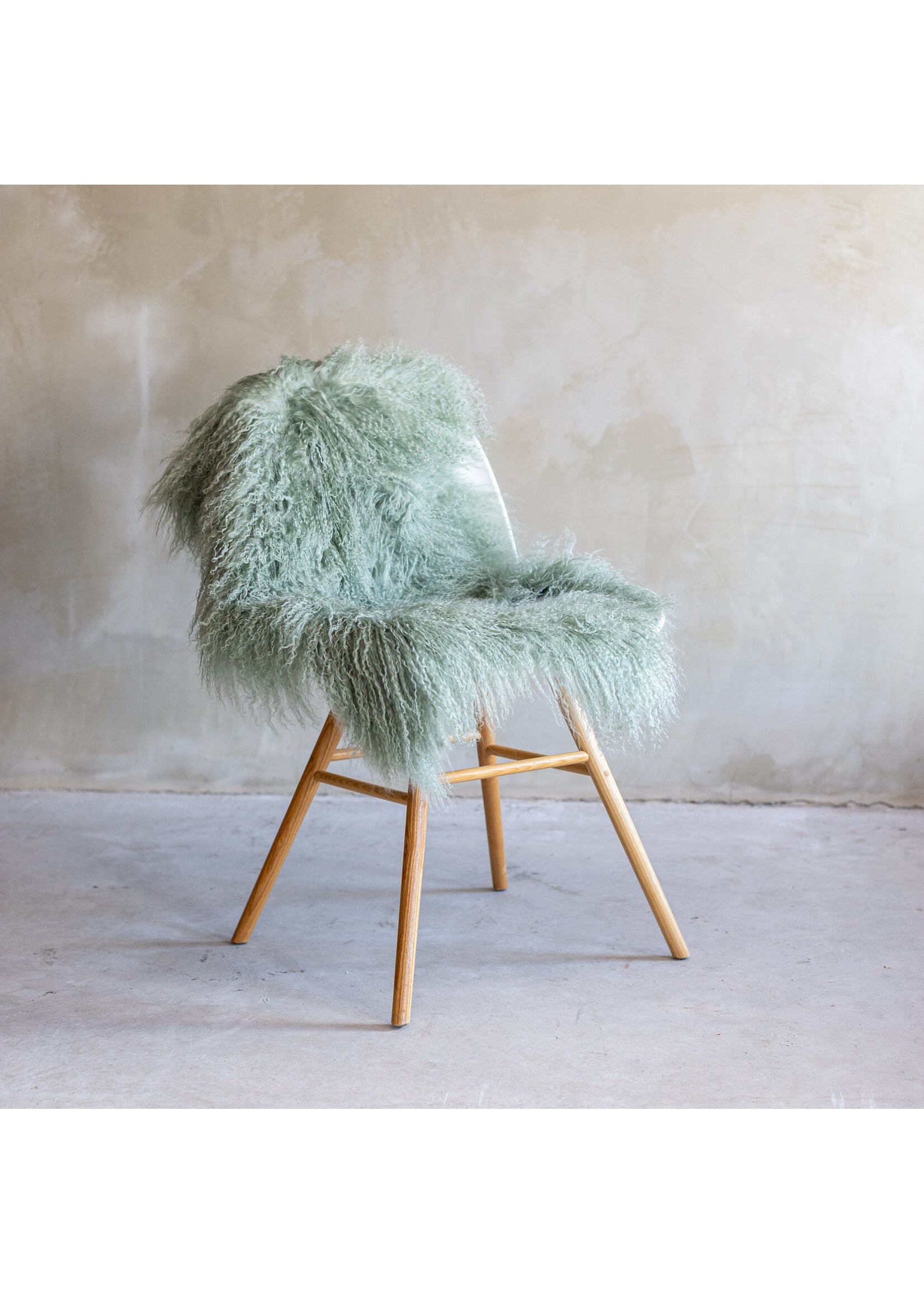 Tapis peau mouton tibétain vert clair